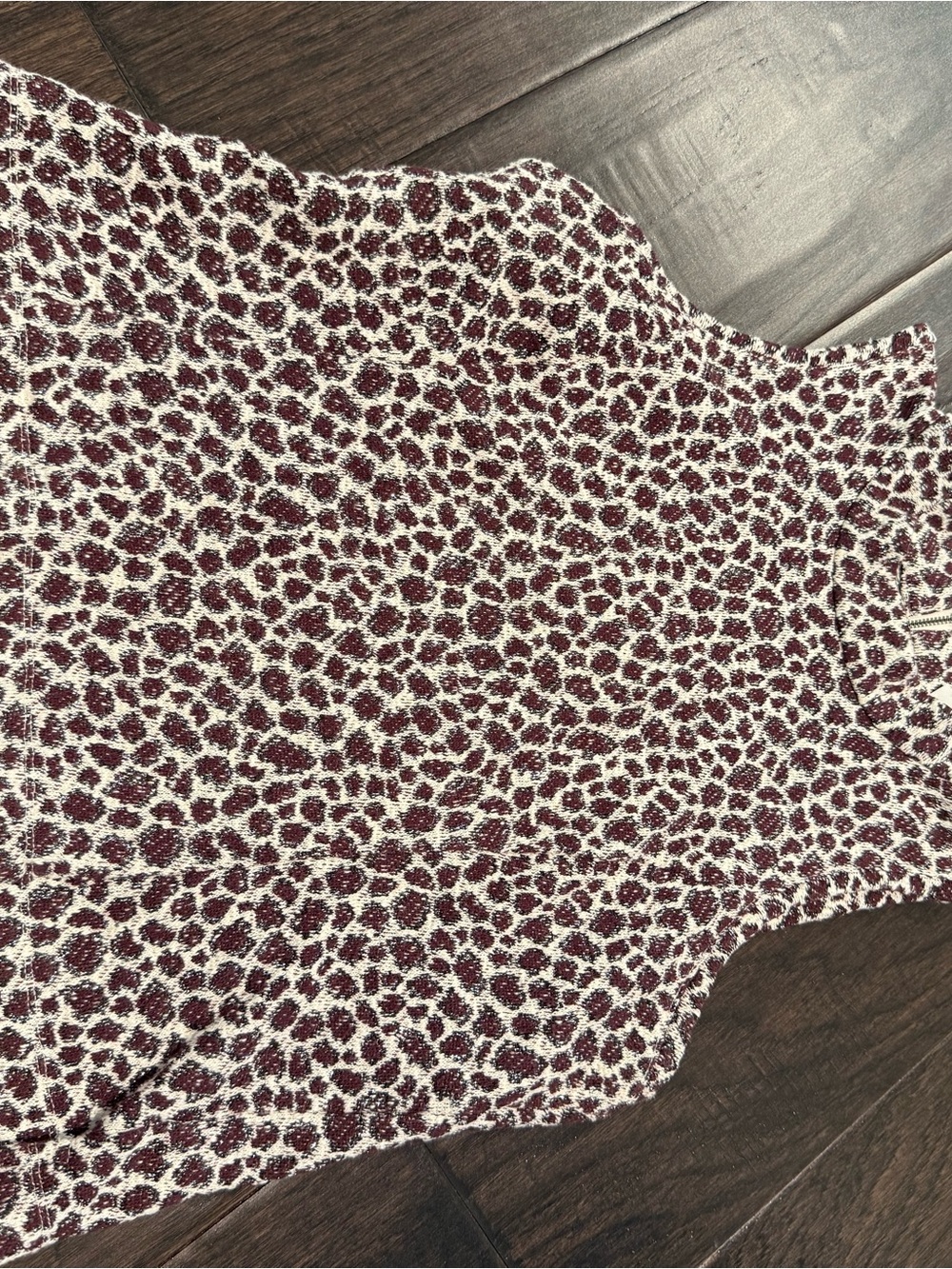 Anthropologie Burgundy and Cream Leopard-Print Tank Top
